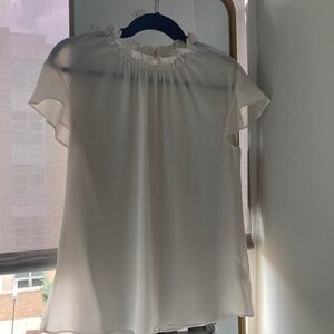 Express White Ruffle Blouse